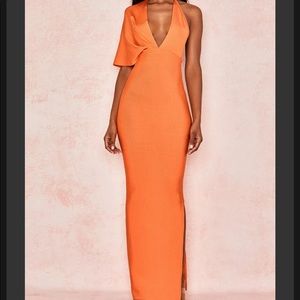 House of CB 'Clemence' Orange Bandage Drape Maxi dress /Size XL